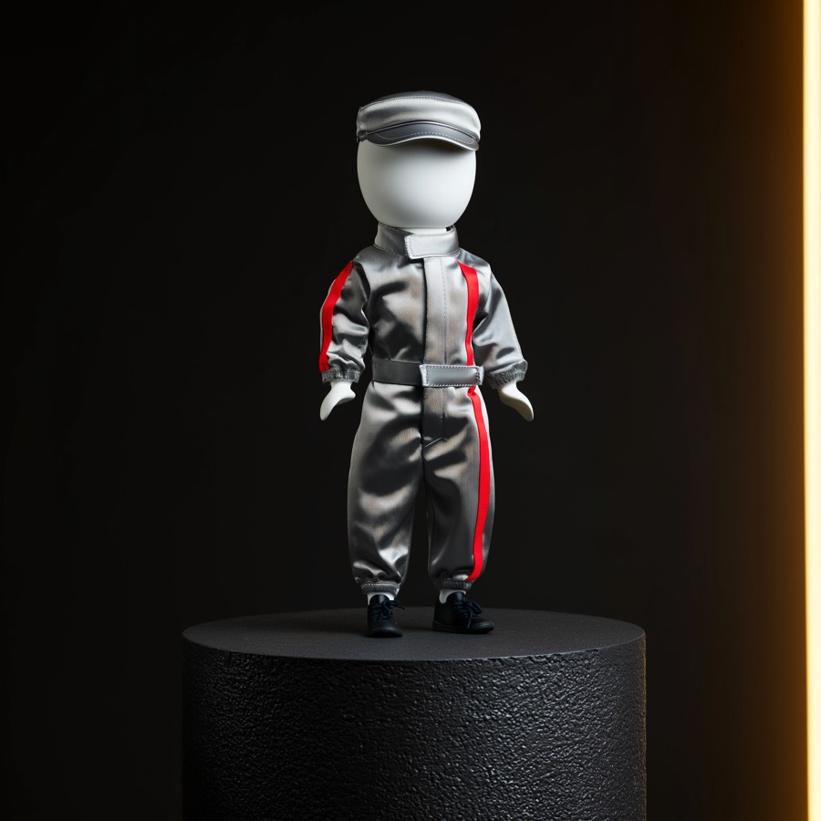 Titan racing fit on a plush mannequin